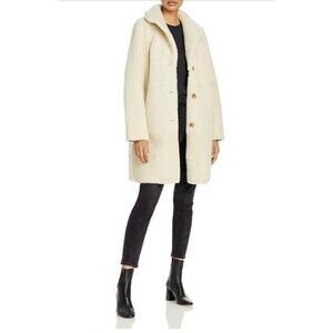 LINI‎ Womens Victoria Shearling Long Sleeve Reverse Collared Lamb Coat SZ S